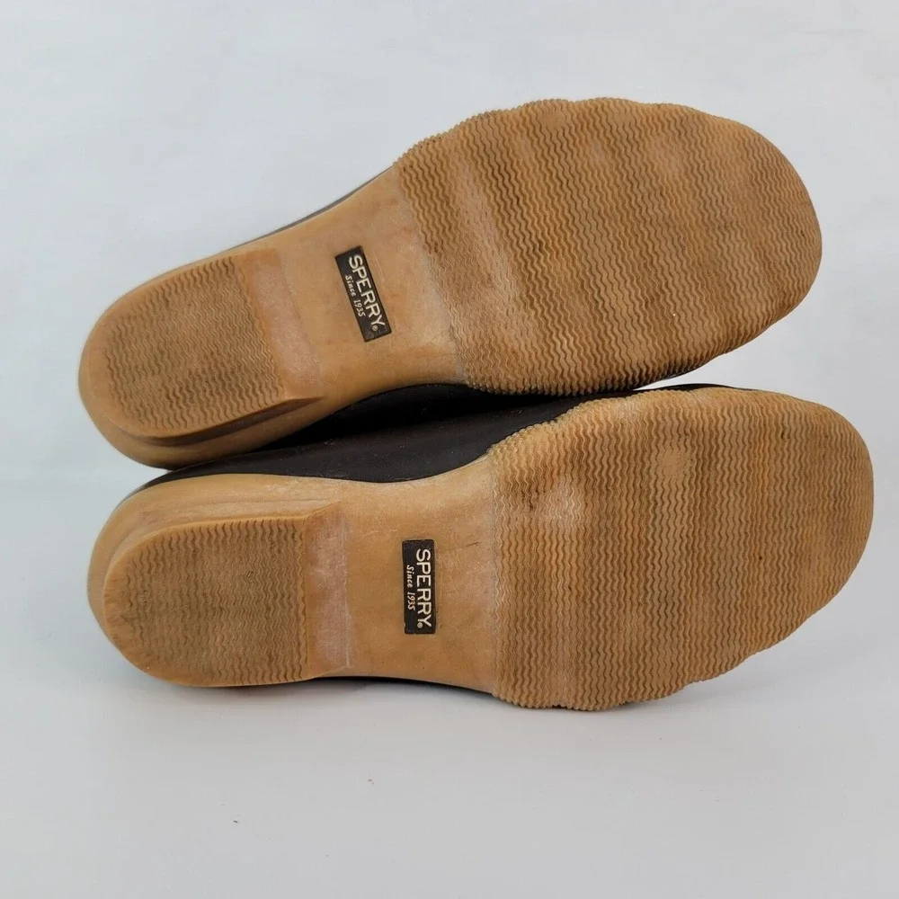 Sperry Duck Boots Girls 4 Topsides Saltwater Brown Leather‎ Side Zip YG55362